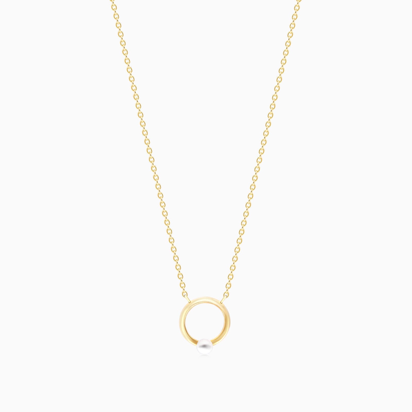 Corrente Feminina De Ouro Amarelo 18k C/ Pingente Argola Com Perola | perola, yellow | AUREA FINE JEWELRY