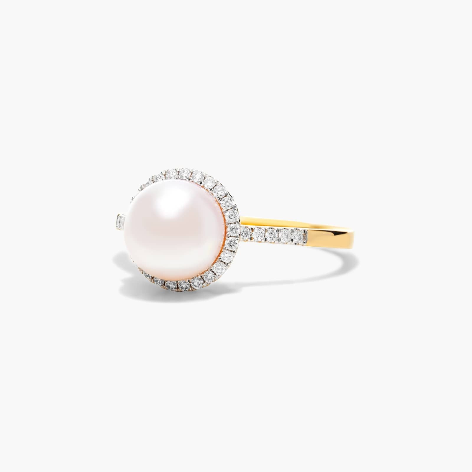 Anel De Diamante e Perola Solitaria em Ouro 18k