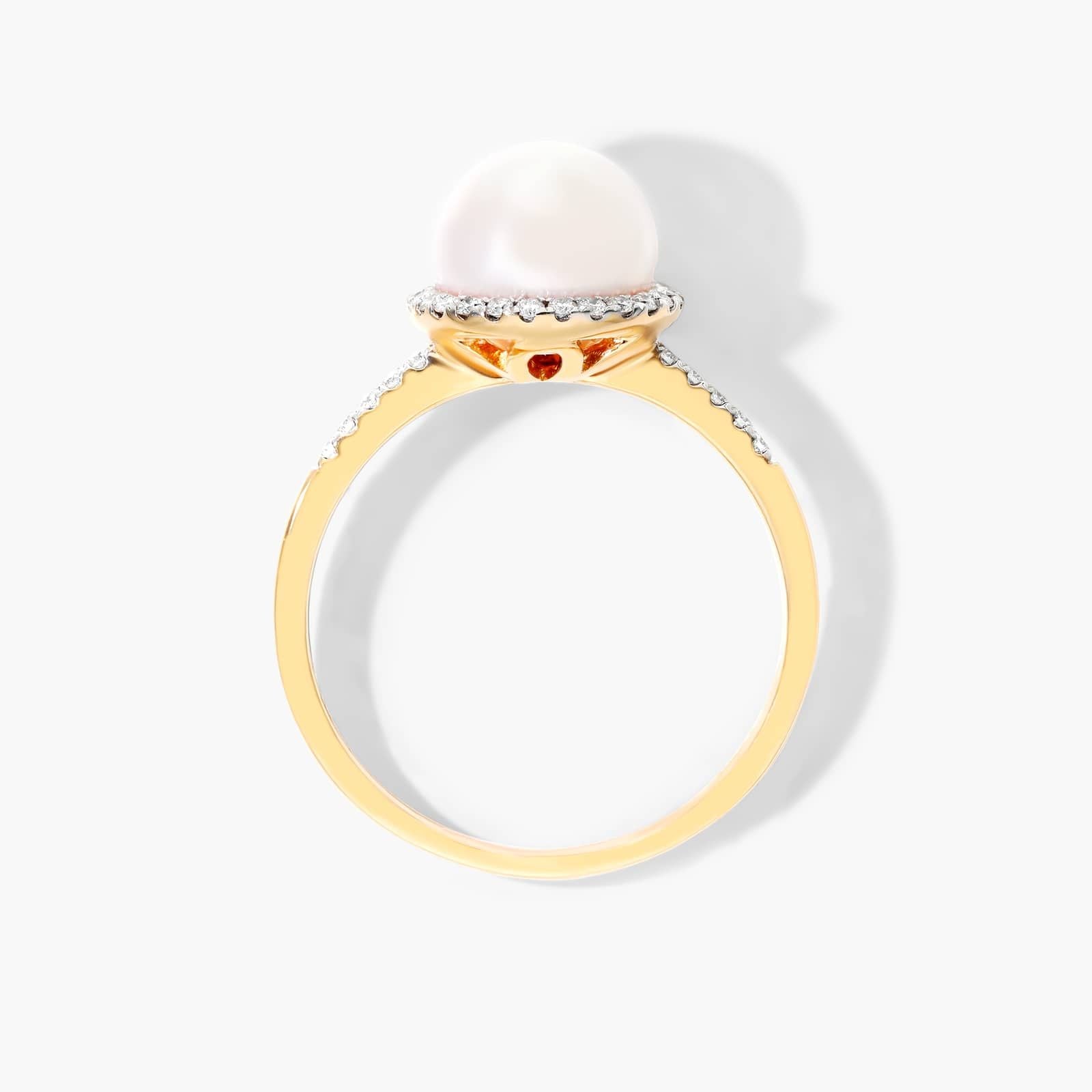 Anel De Diamante e Perola Solitaria em Ouro 18k