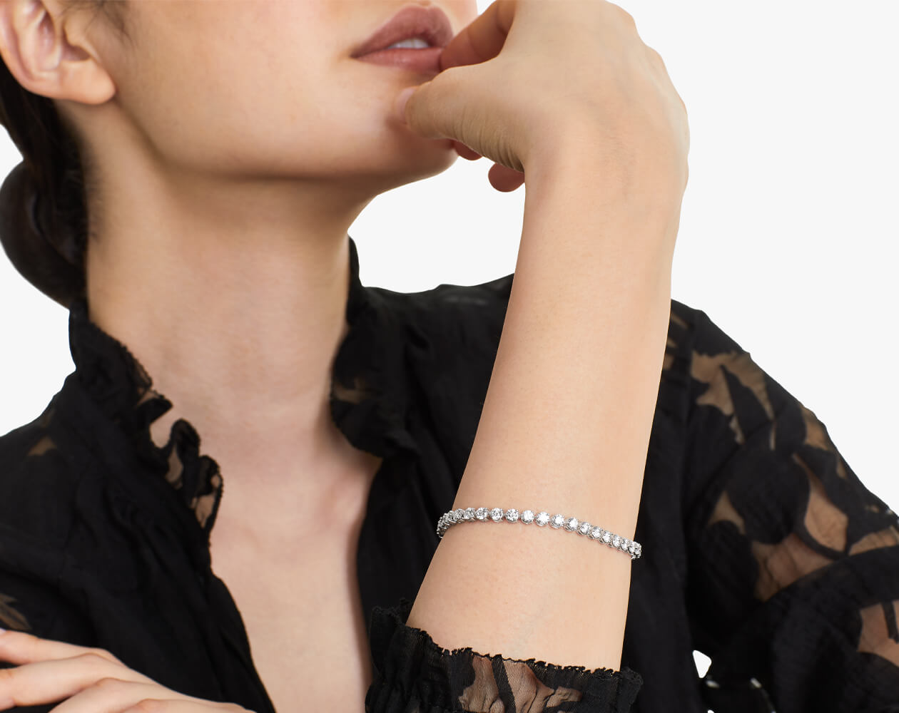 Pulseira Riviera Três Pontas De Diamante Ouro Branco 18K 700pts