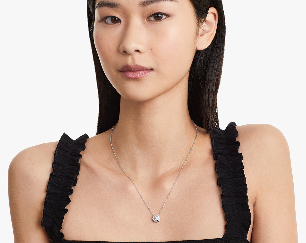 Colar Corrente Feminina Ouro18k Solitario Diamante Luxo 100 pontos