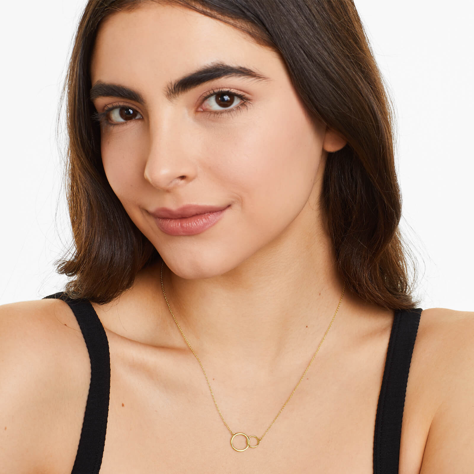 Colar Feminina Corrente em Ouro Amarelo 18k Pingente de Argola