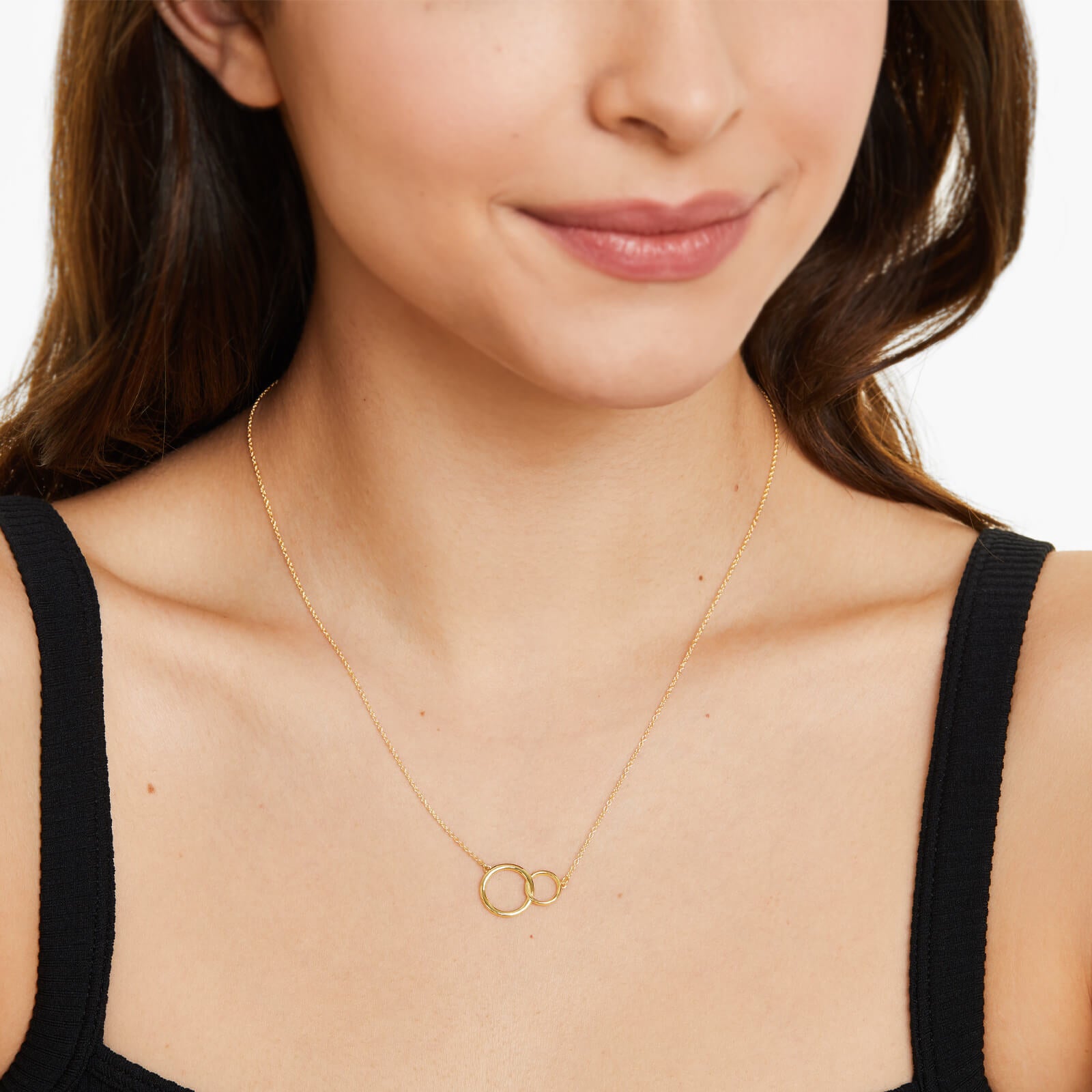 Colar Feminina Corrente em Ouro Amarelo 18k Pingente de Argola