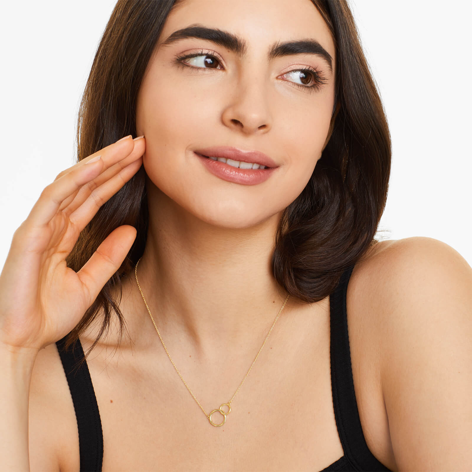 Colar Feminina Corrente em Ouro Amarelo 18k Pingente de Argola