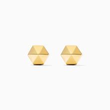 Brinco De Ouro 18k Amarelo de Piramidê Hexagonal Luxo