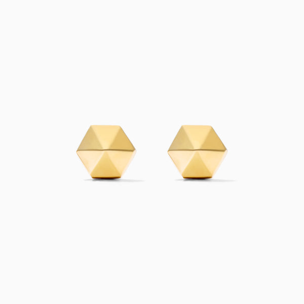 Brinco De Ouro 18k Amarelo de Piramidê Hexagonal Luxo