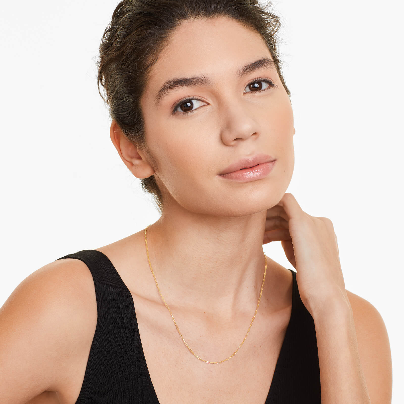 Corrente Feminina Elos De Clipes De Ouro Amarelo 18k De Luxo 1,5mm
