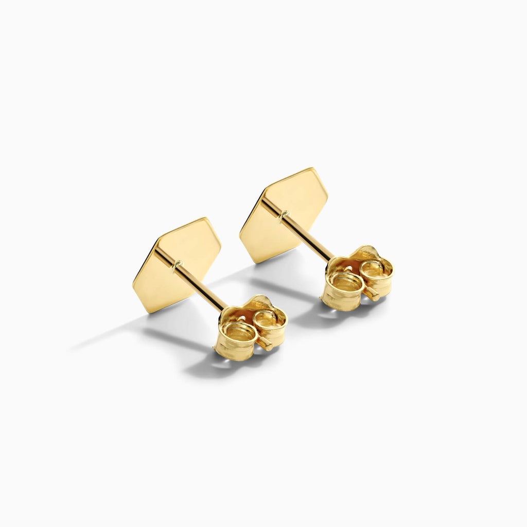 Brinco De Ouro 18k Polido Hexagonal Luxo