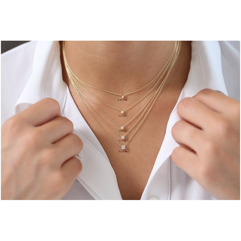 Colar Corrente Ouro18k Feminina Solitario Diamante Luxo 30pt