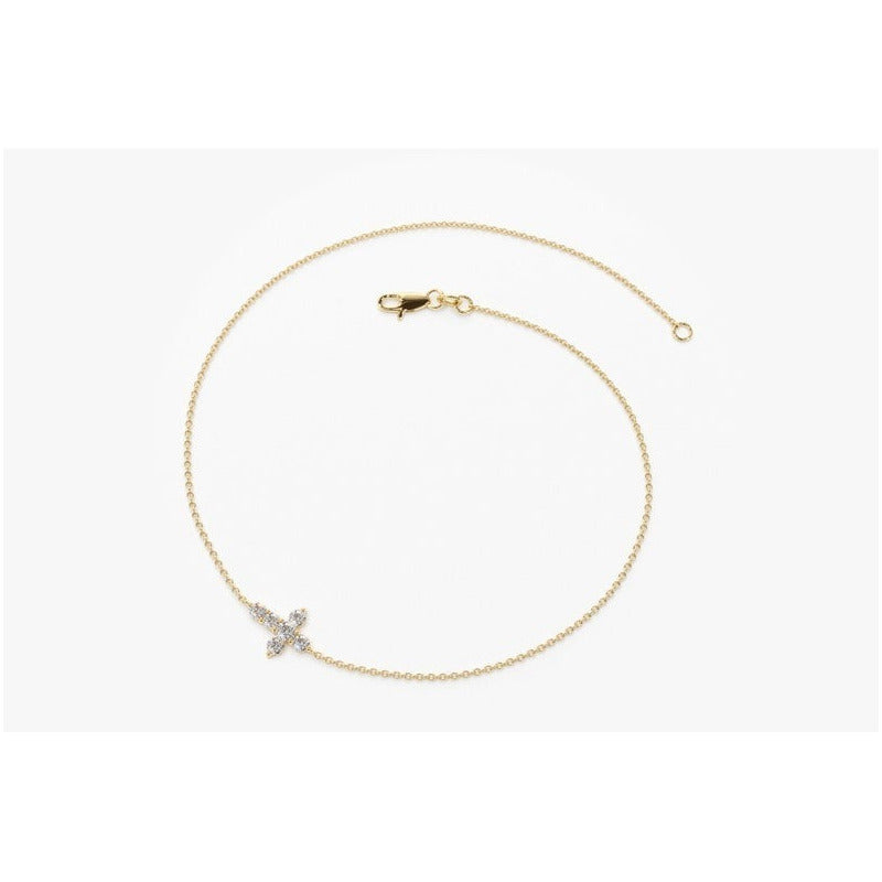 Pulseira Bracelete Feminina De Ouro Cruz Diamantes - AUREA FINE JEWELRY