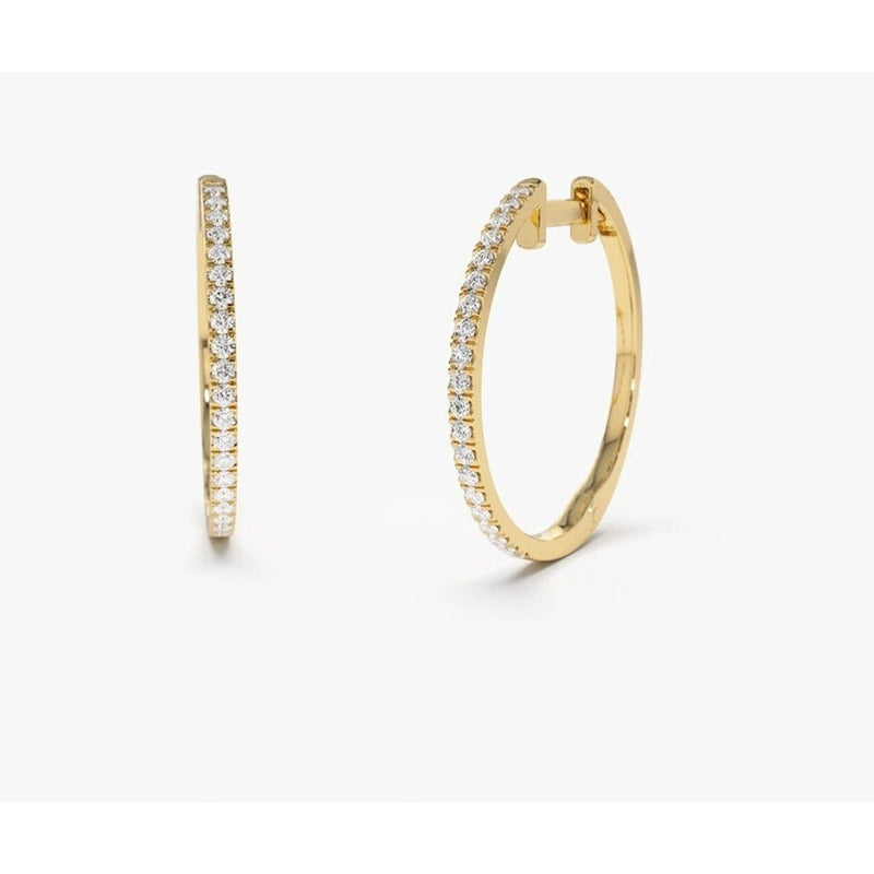 Brinco De Ouro Feminino Brilhante Diamante Argola Luxo