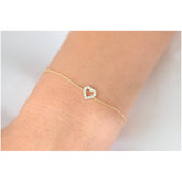 Pulseira  Feminina de Ouro 18k Coraçao Diamantes - AUREA FINE JEWELRY