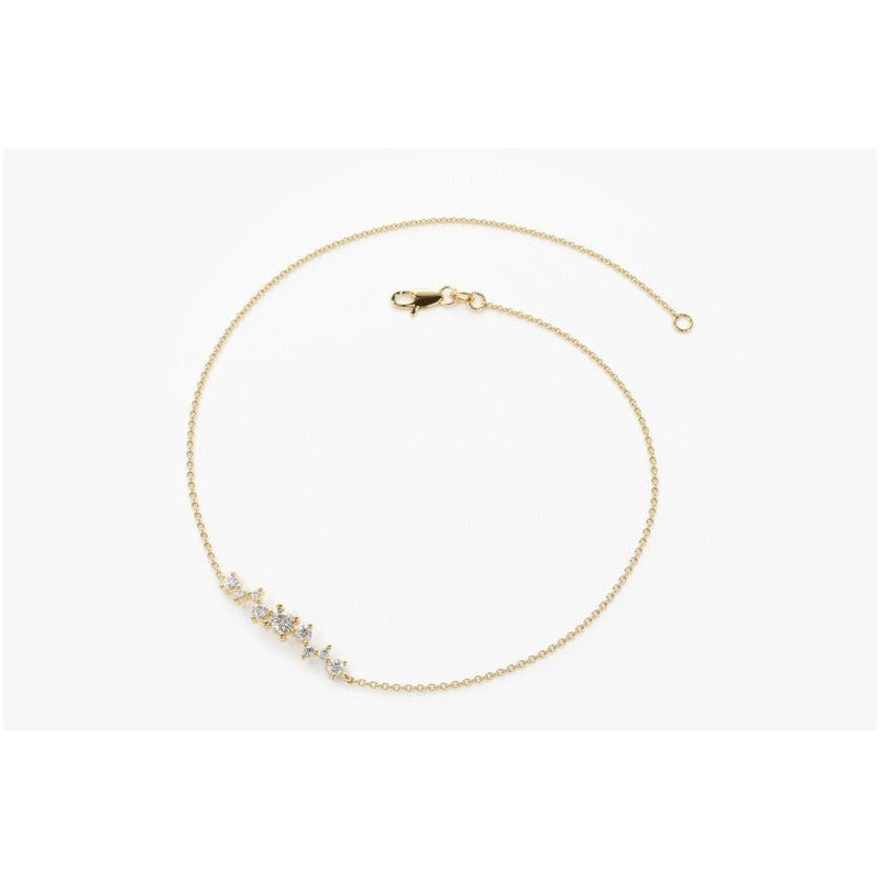 Pulseira Feminina De Ouro18k 9 Diamantes