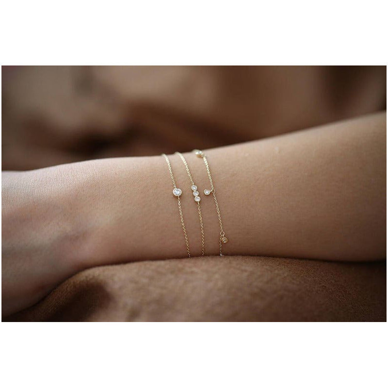 Pulseira De Ouro 18k Feminina Diamante Solitario - AUREA FINE JEWELRY