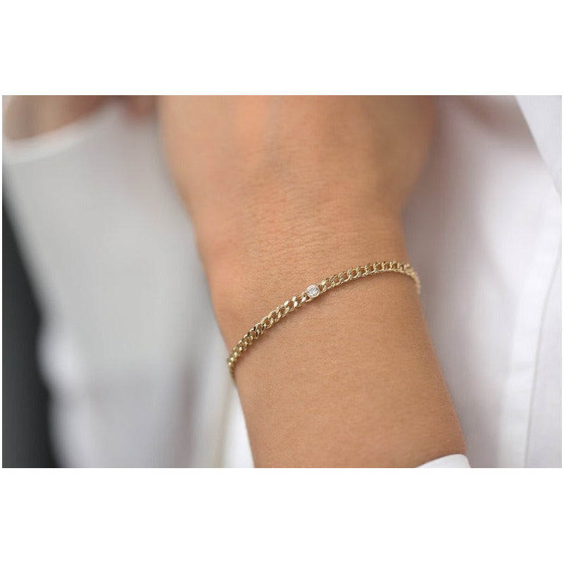 Pulseira de ouro Feminina De Ouro 18k 1 Diamante Bezel