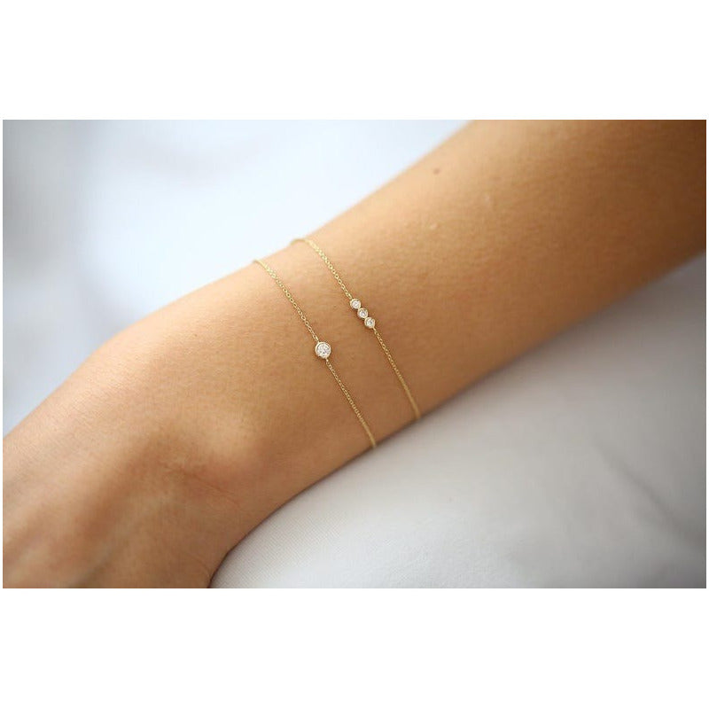 Pulseira De Ouro 18k Feminina Diamante Solitario - AUREA FINE JEWELRY
