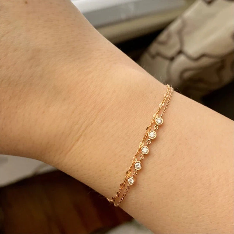 Pulseira Feminina Ouro 18k Riviera Bracelete Diamantes Luxo