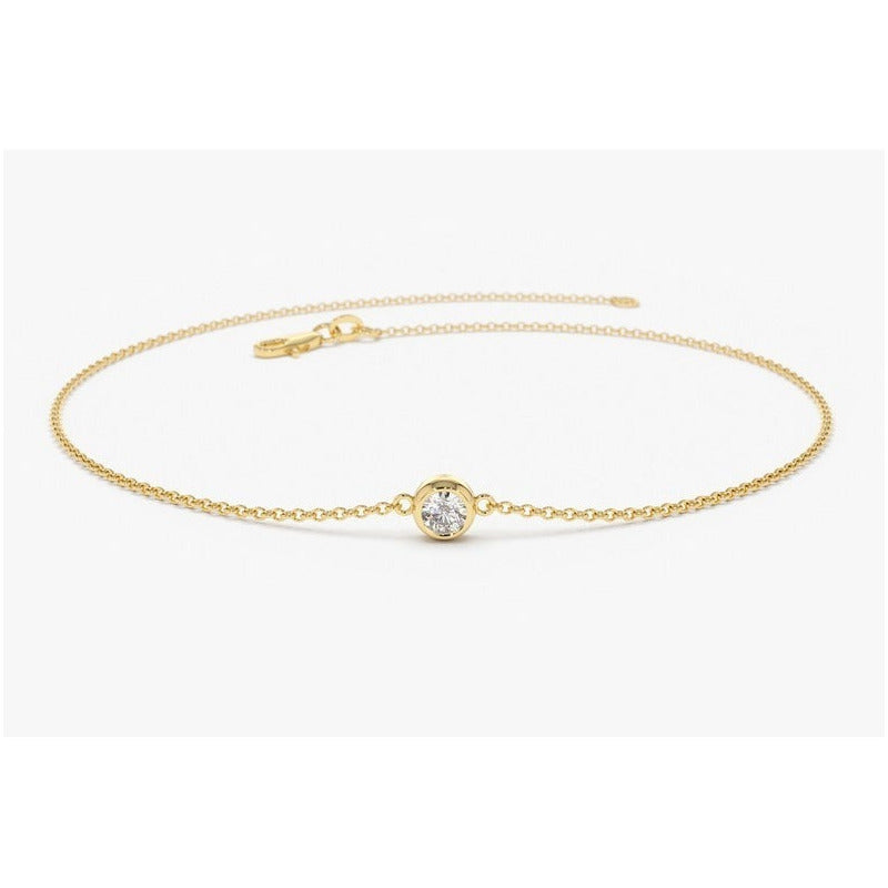 Pulseira De Ouro 18k Feminina Diamante Solitario - AUREA FINE JEWELRY