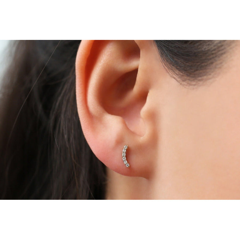 Brinco De Ouro Feminino Brilhante Diamante Piercing Luxo