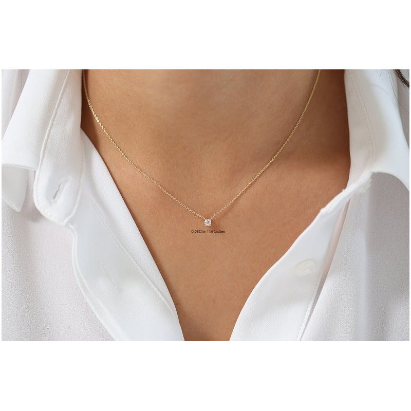 Colar Corrente Ouro18k Feminina Solitario Diamante Luxo 30pt