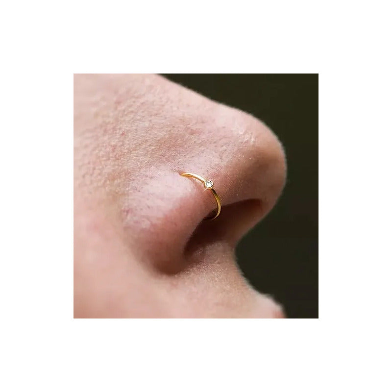 Piercing Nariz Ouro 18k Diamante Argola Helix Nostril Luxo