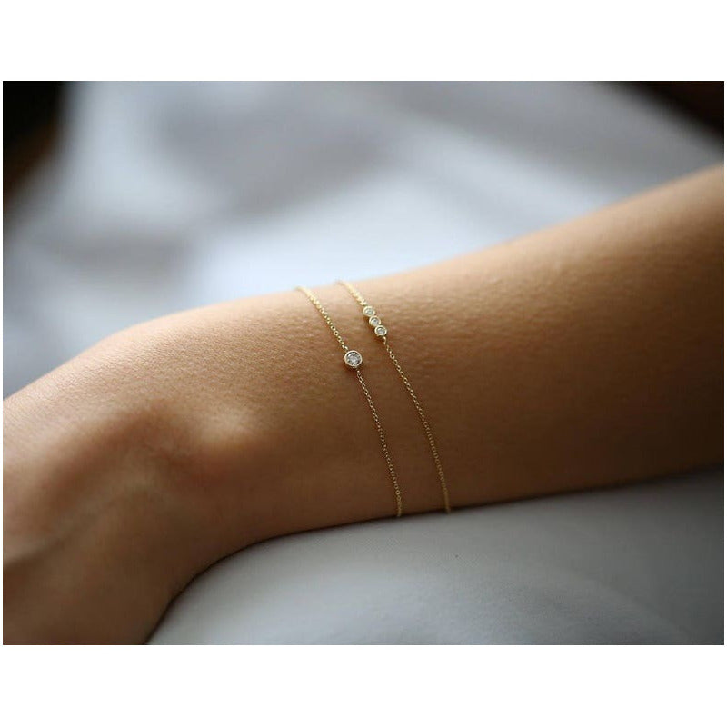 Pulseira De Ouro 18k Feminina Diamante Solitario - AUREA FINE JEWELRY
