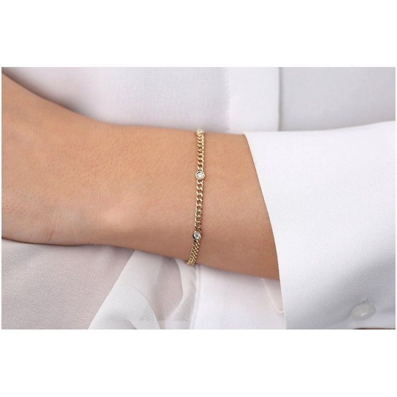 Pulseira de ouro Feminina De Ouro 18k 1 Diamante Bezel