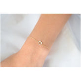 Pulseira  Feminina de Ouro 18k Coraçao Diamantes - AUREA FINE JEWELRY