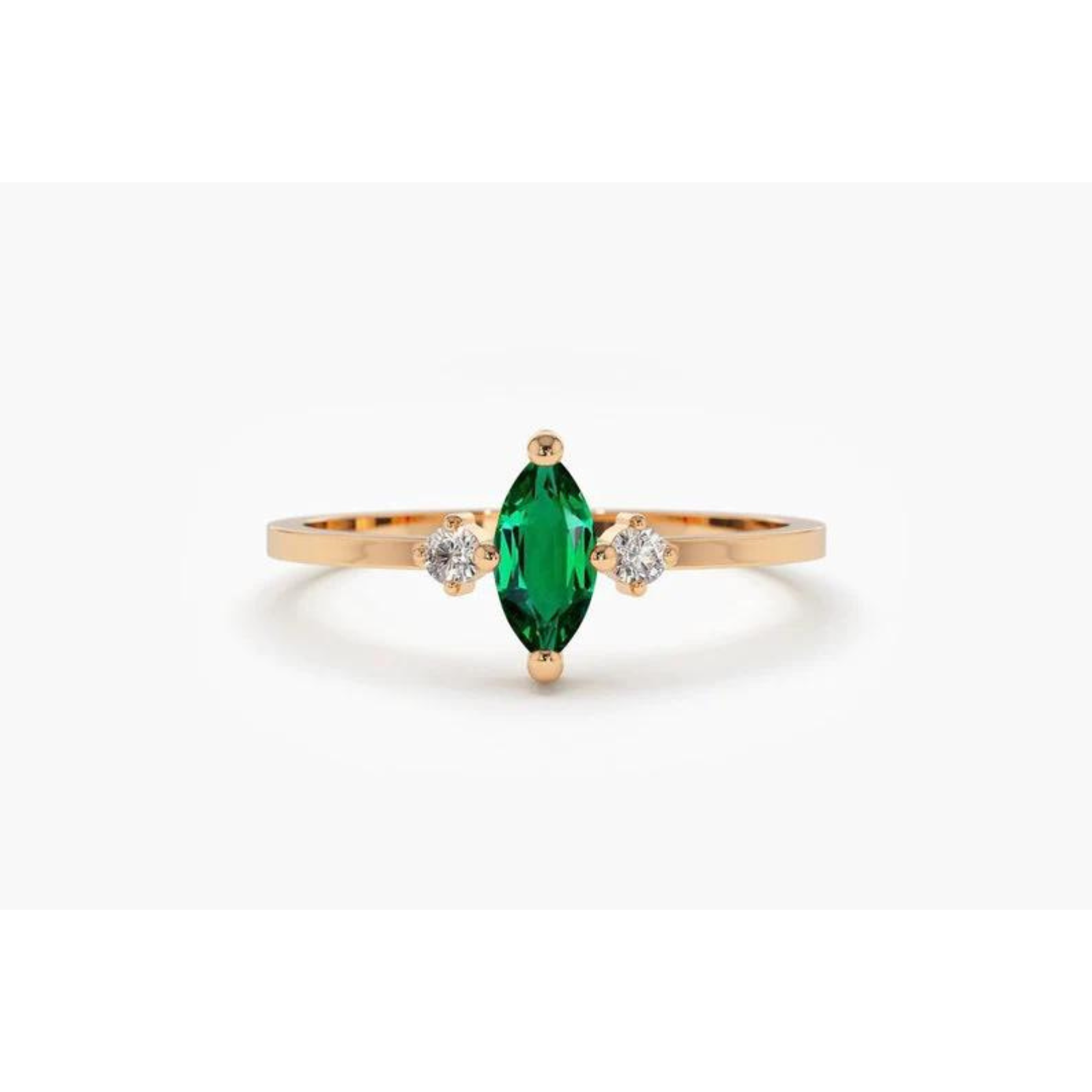 Anel De Noivado Em Ouro 18k Esmeralda Solitario E Diamantes Brilhantes
