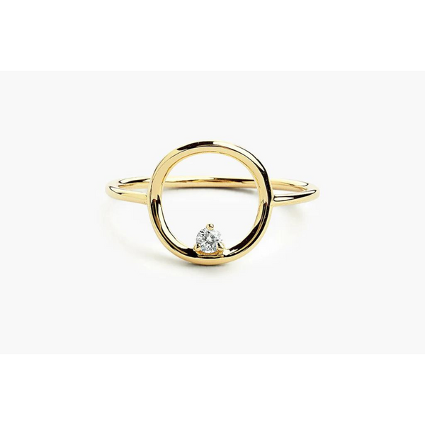 Anel circle De Diamante  em Ouro 18k De Luxo