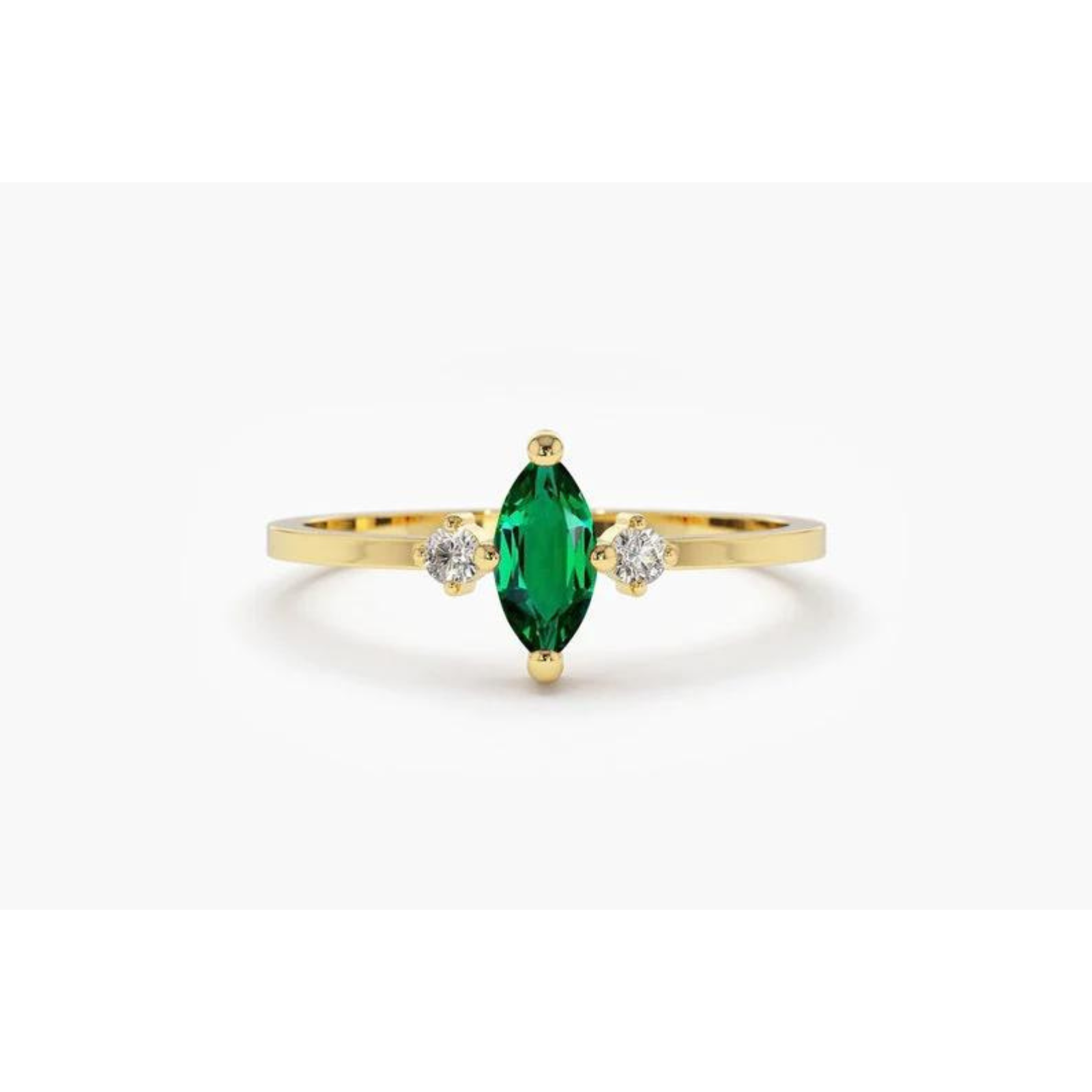 Anel De Noivado Em Ouro 18k Esmeralda Solitario E Diamantes Brilhantes