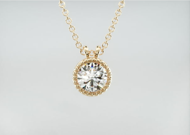 Colar Feminina Corrente em Ouro18k Solitario Diamante Luxo Moldura 25 pontos