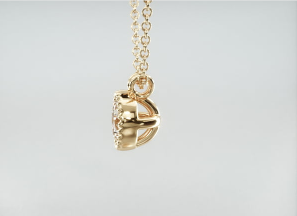 Colar Feminina Corrente em Ouro18k Solitario Diamante Luxo Moldura 25 pontos