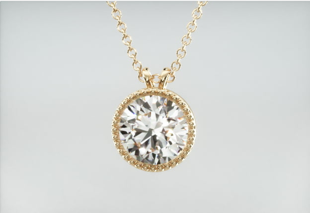 Colar Corrente Feminina Ouro18k Solitario Diamante Luxo Moldura 70 pontos