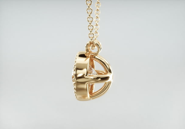 Colar Corrente Feminina Ouro18k Solitario Diamante Luxo Moldura 70 pontos
