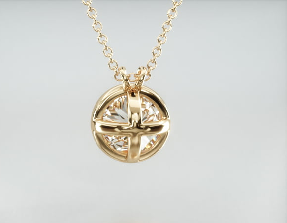 Colar Corrente Feminina Ouro18k Solitario Diamante Luxo Moldura 70 pontos