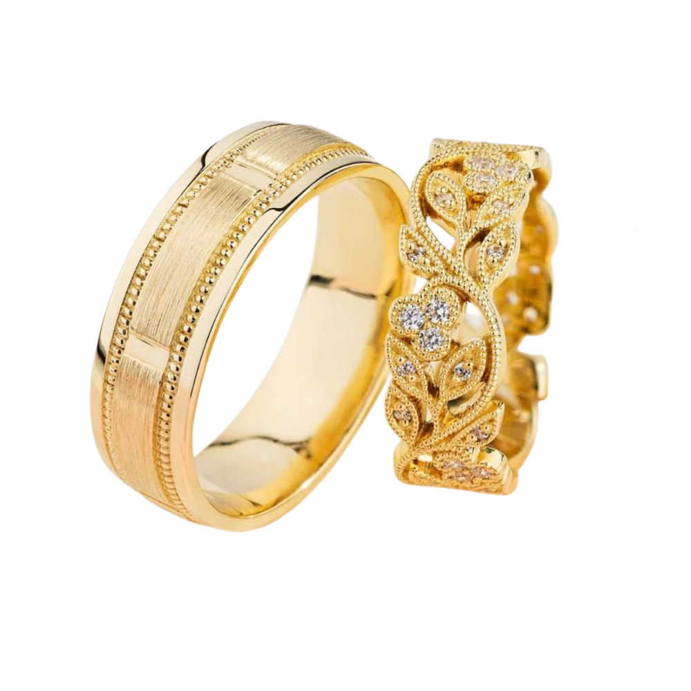 Par de Alianças de casamento noivado ouro 18k diamantes luxo