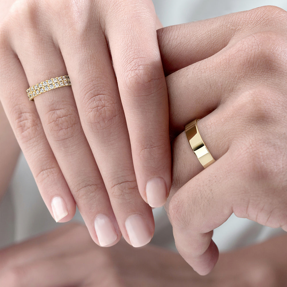 Par de Alianças de Casamento Noivado em Ouro 18k 4,5mm e 5,0mm Luxo