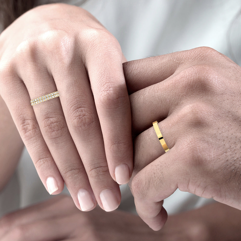 Par de Alianças de Casamento Noivado em Ouro 18k 3mm Luxo