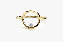 Anel circle De Diamante em Ouro 18k De Luxo