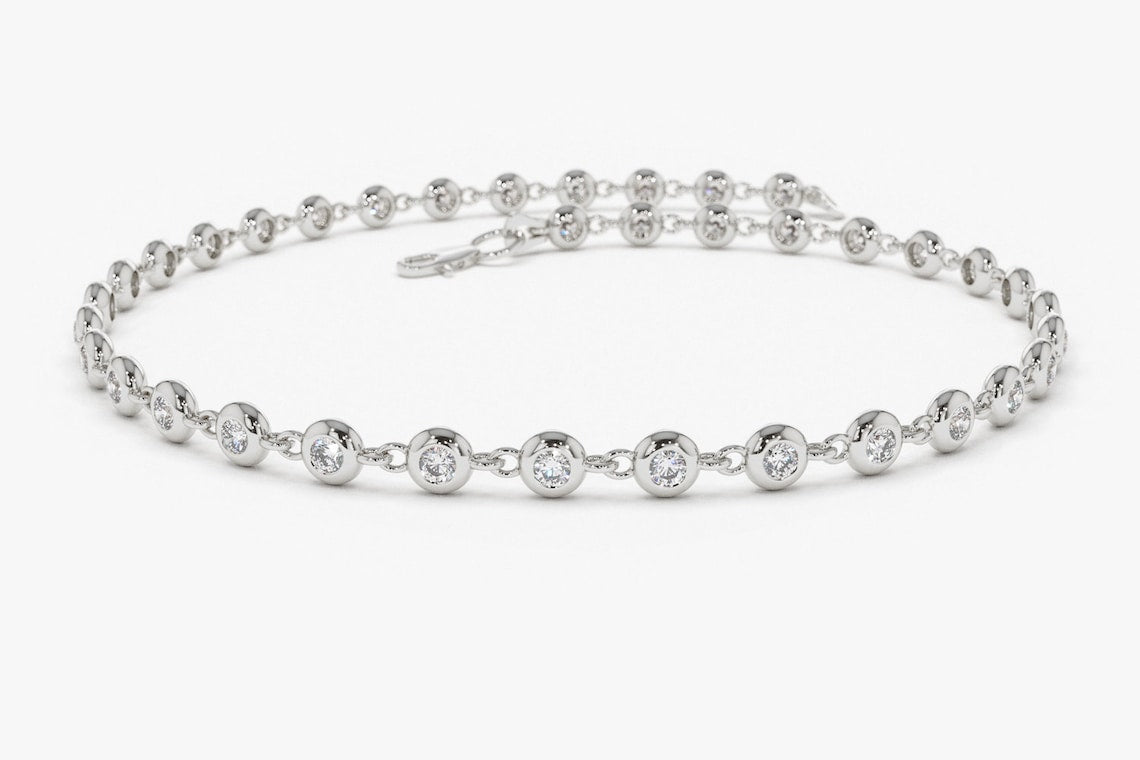 Pulseira Riviera Feminina de Ouro 18k chuveiro Diamantes