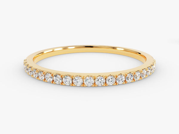 Anel de Ouro 18k Aparador Meia Aliança C/ Diamantes Brilhantes Isabela