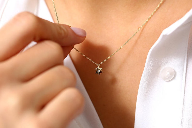 Corrente de ouro Feminina em Ouro Branco 18k estrela Diamante