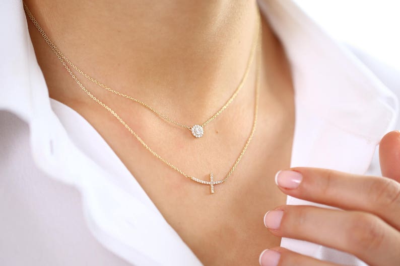 Colar Corrente Cluster Feminina em Ouro Branco 18k c/ Diamante