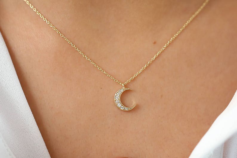 Corrente feminina de ouro 18k Branco lua Diamantes luxo