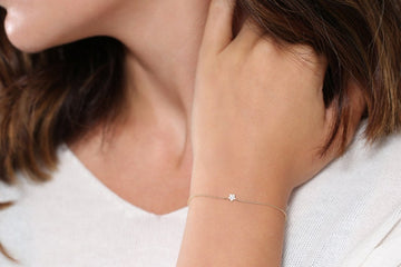 Pulseira Feminina de Ouro Branco 18k Star Diamante Luxo