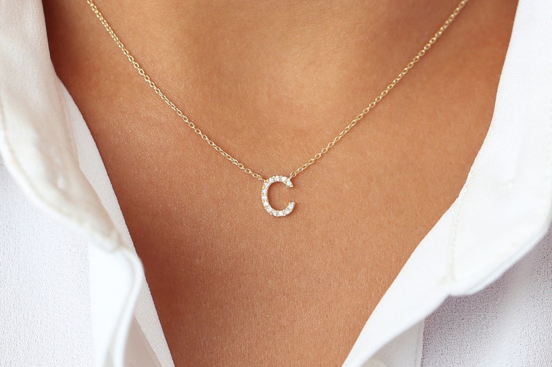 Colar Corrente Inicial Feminino em Ouro Branco 18k c/ Diamante