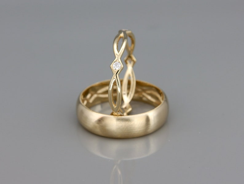 Par de Alianças de casamento noivado ouro 18k diamante Celtic life