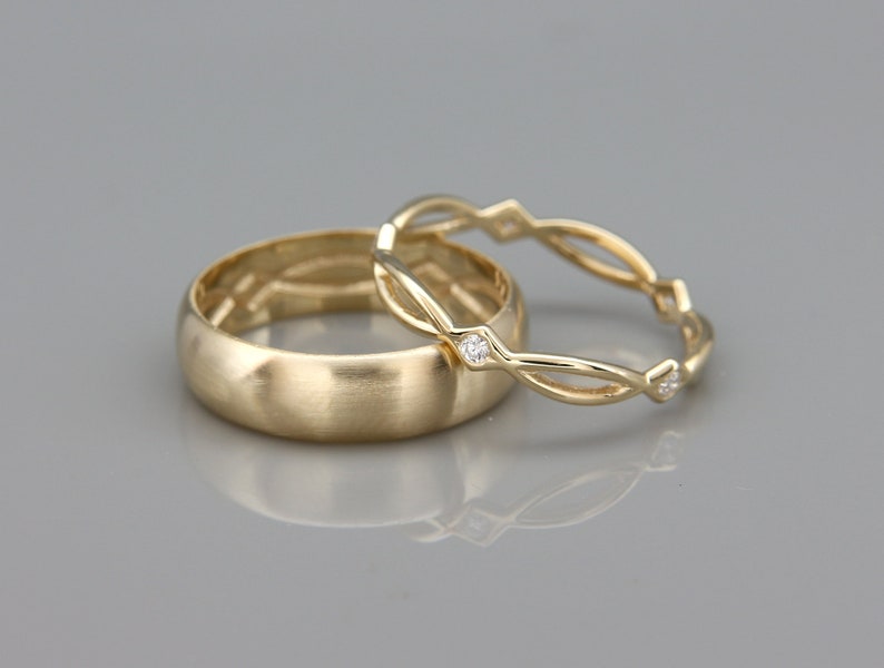 Par de Alianças de casamento noivado ouro 18k diamante Celtic life