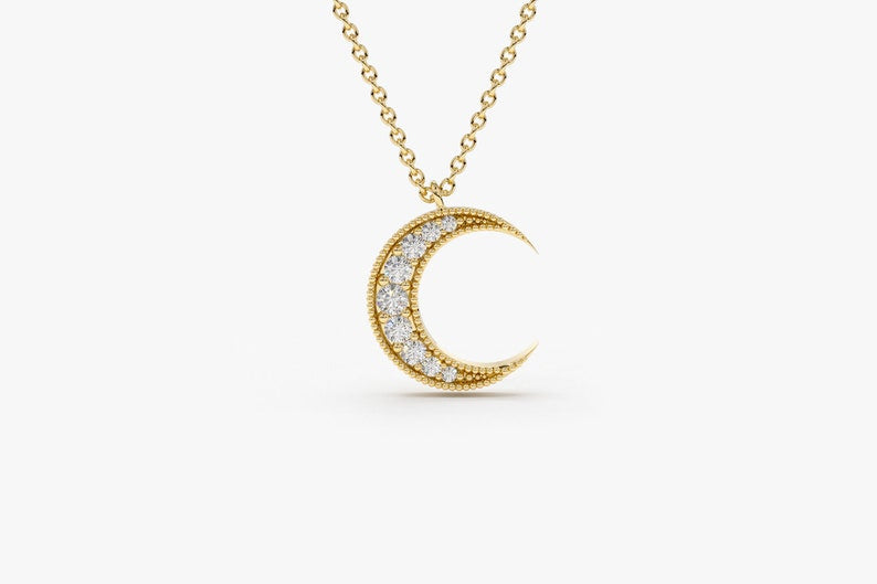 Corrente feminina ouro 18k amarelo lua Diamantes luxo